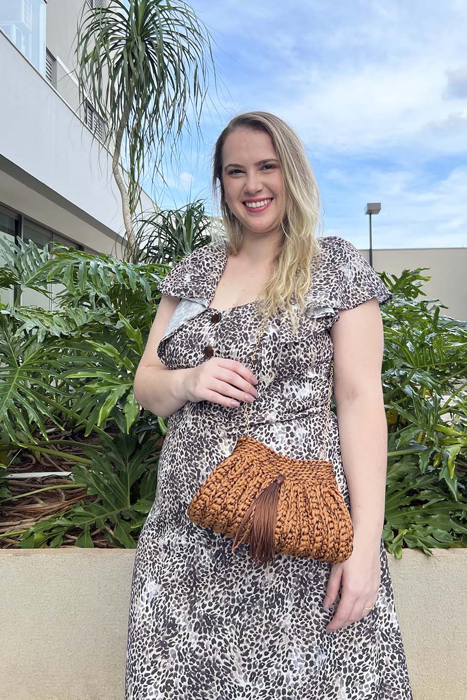 Bolsa Clutch Crochê 2 Alças Caramelo/Marrom