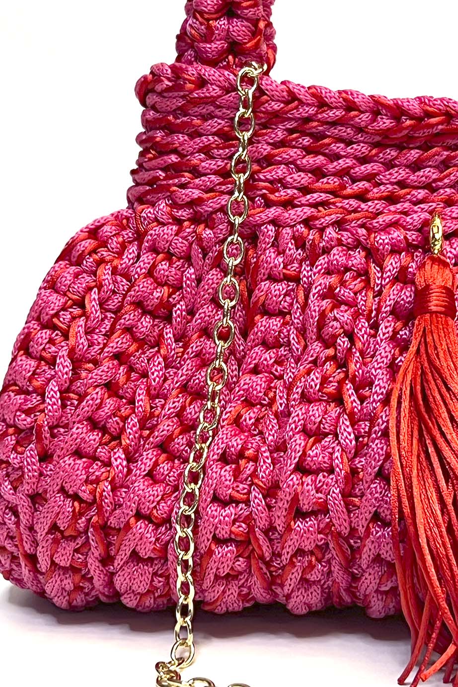 Bolsa Clutch Crochê 2 Alças Pink/Vermelha