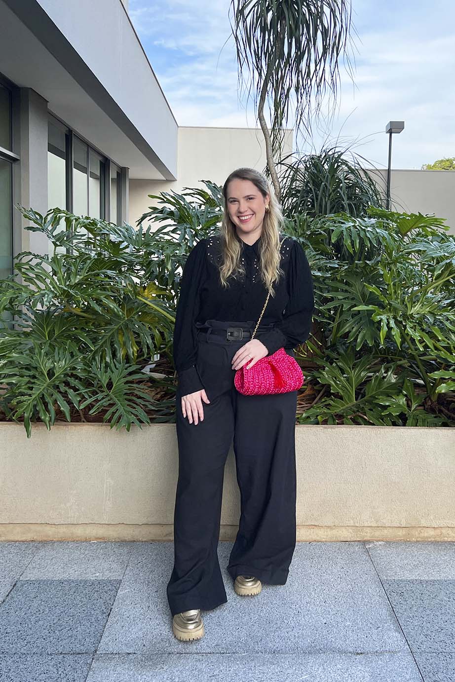 Bolsa Clutch Crochê 2 Alças Pink/Vermelha