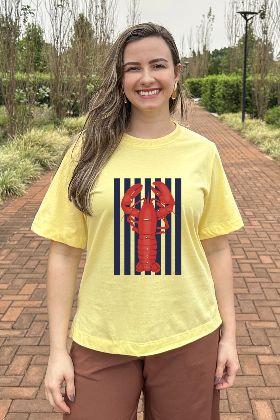 Camiseta malha algodão estampa lagosta