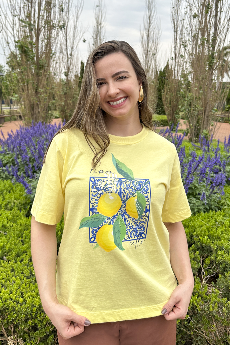 Camiseta malha algodão estampa limoncello