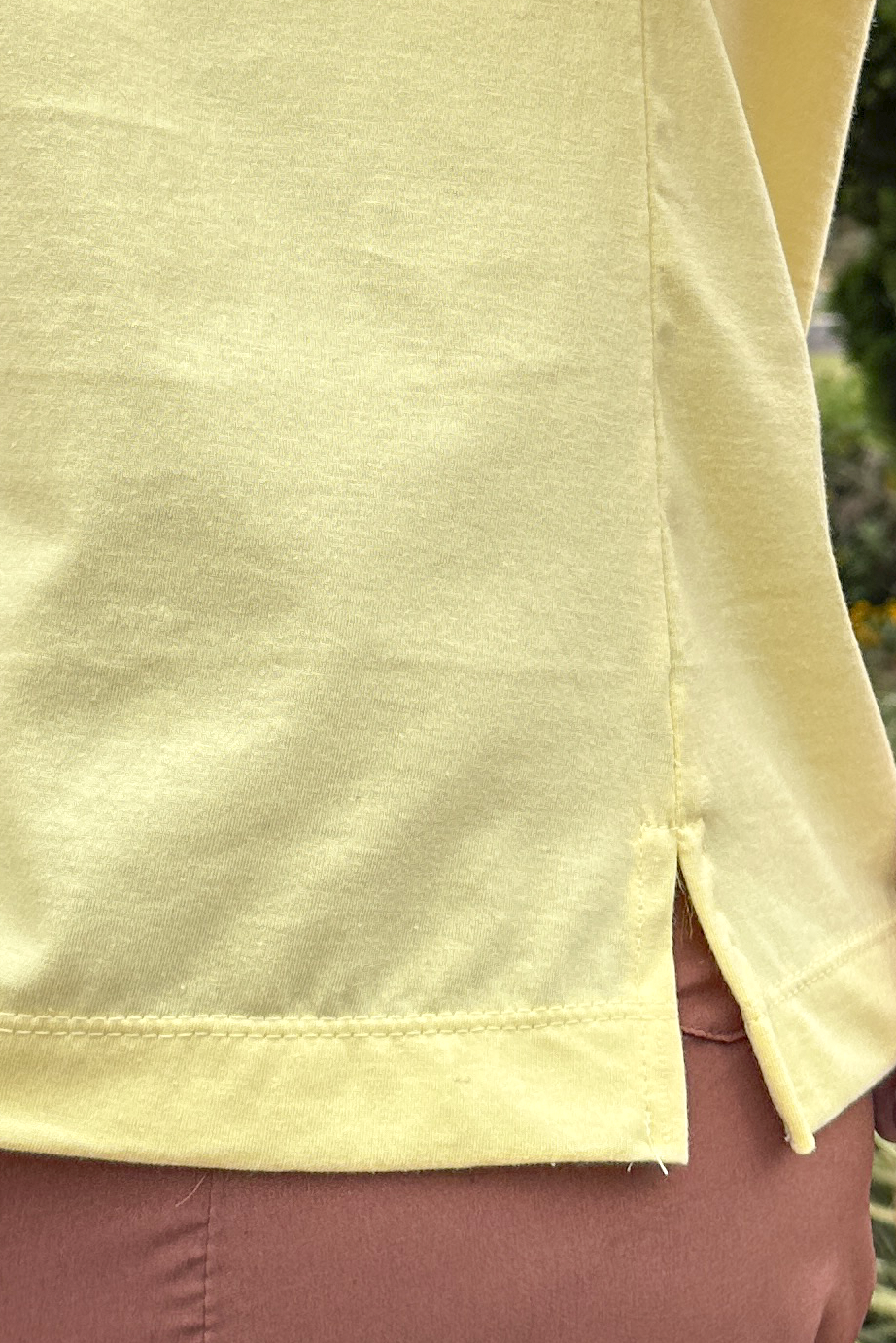 Camiseta malha algodão amarelo manteiga