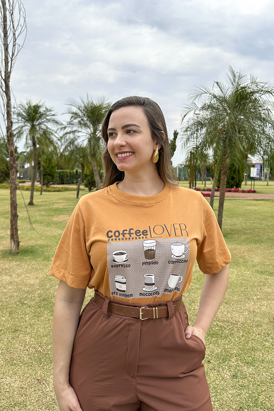 Camiseta malha algodão estampa coffee lover
