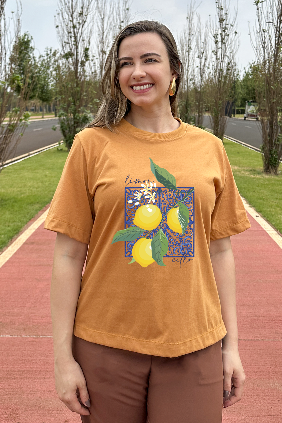 Camiseta malha algodão estampa limoncello