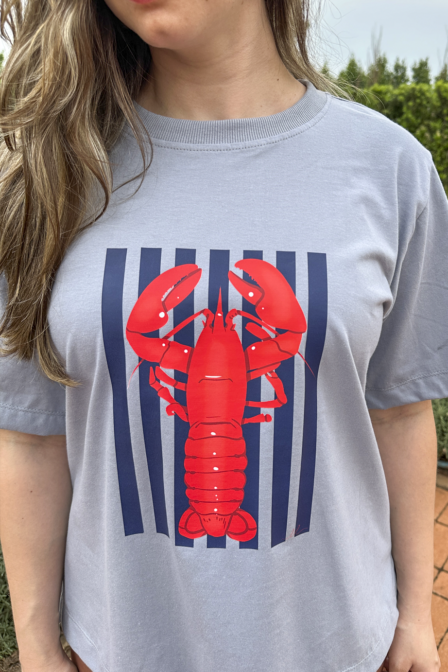 Camiseta malha algodão estampa lagosta