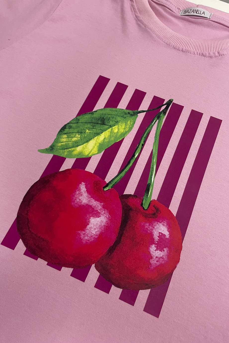 Camiseta malha algodão estampa cereja