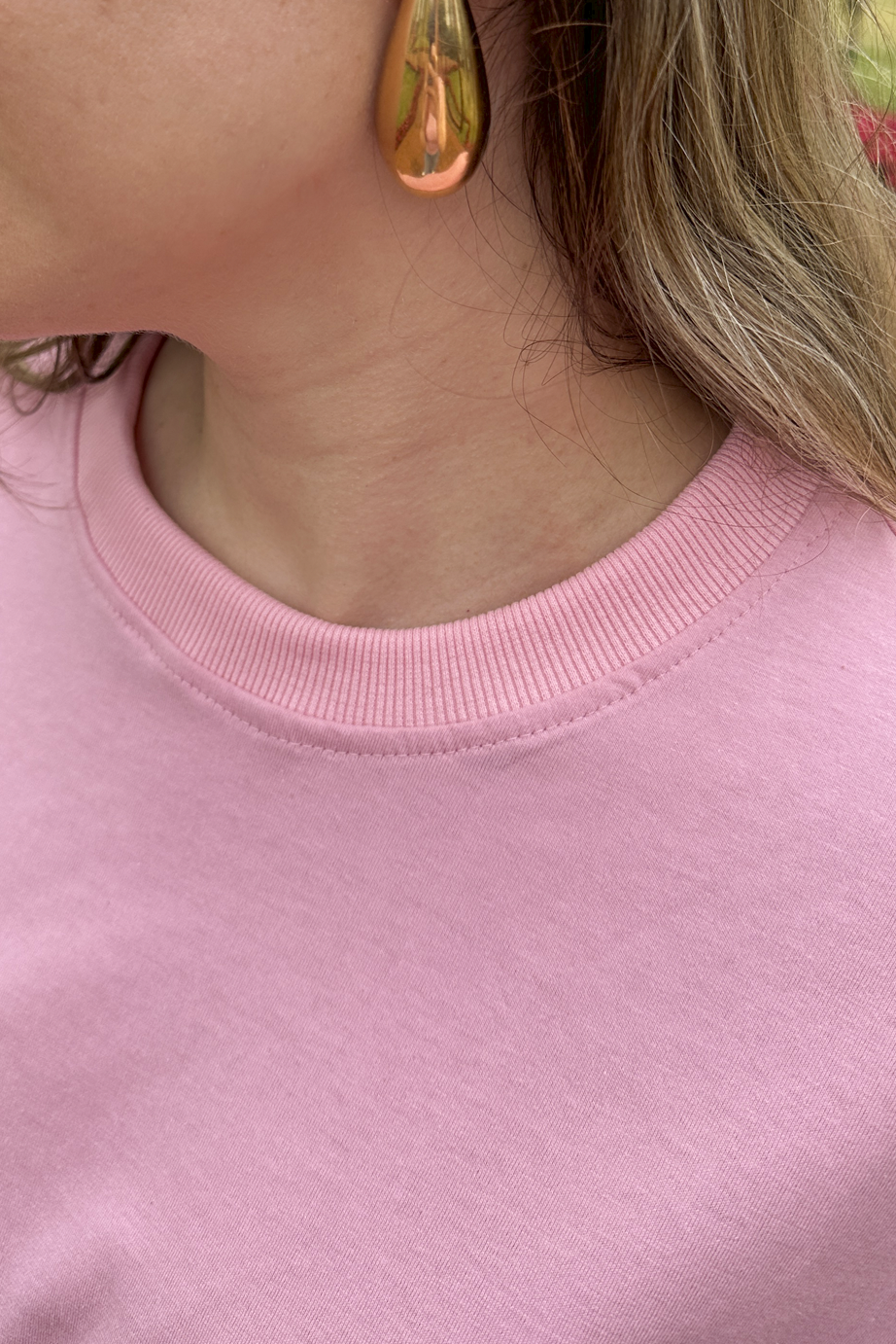 Camiseta malha algodão rosa claro