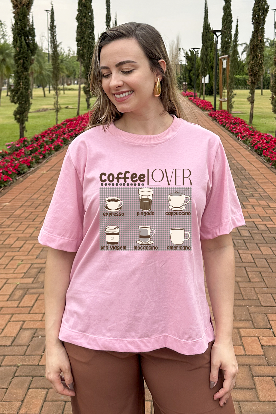Camiseta malha algodão estampa coffee lover