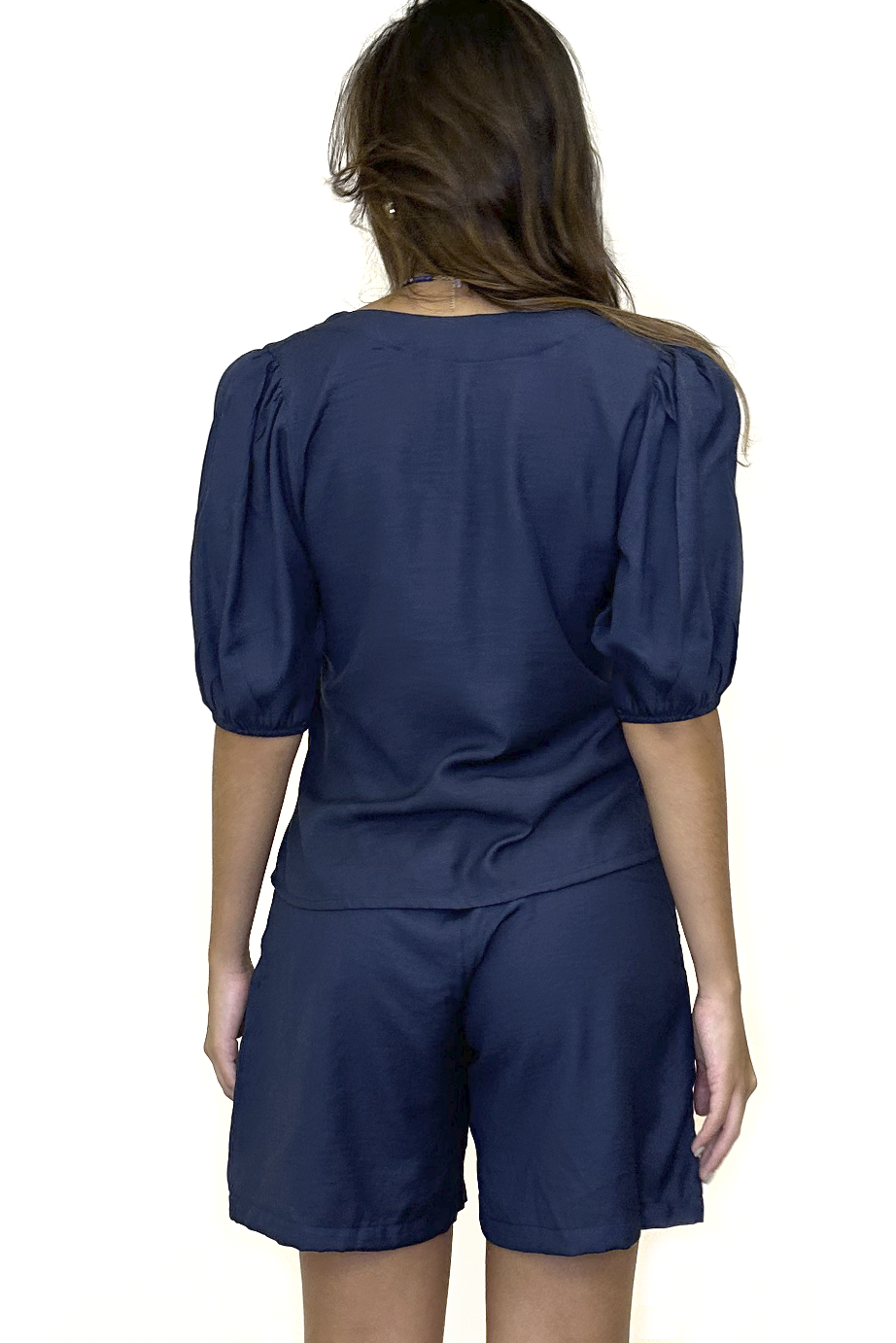 Conjunto verão blusa + shorts azul marinho