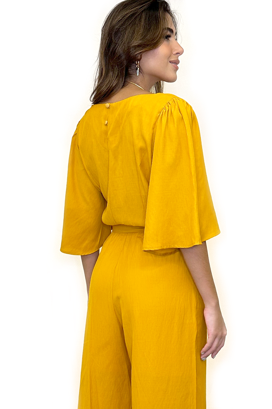 Macacão longo viscose amarelo