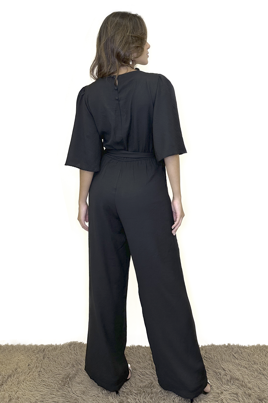 Macacão longo viscose preto