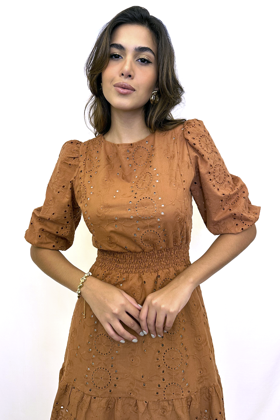 Vestido curto laise terracota