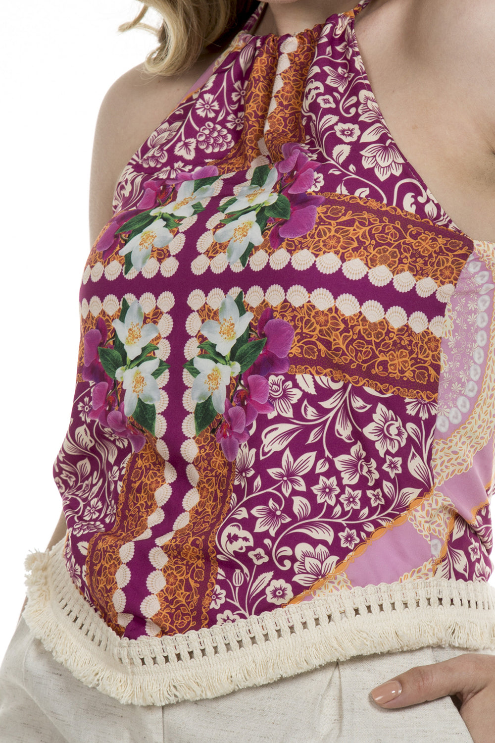 Blusa lenço estampada pink