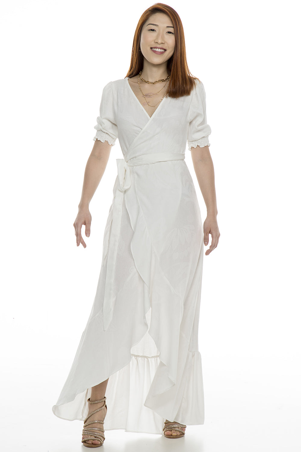 Vestido Longo Envelope Viscose Jacquard OFF WHITE