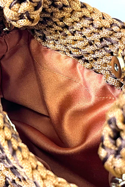 Bolsa Clutch Crochê 2 Alças Caramelo/Marrom