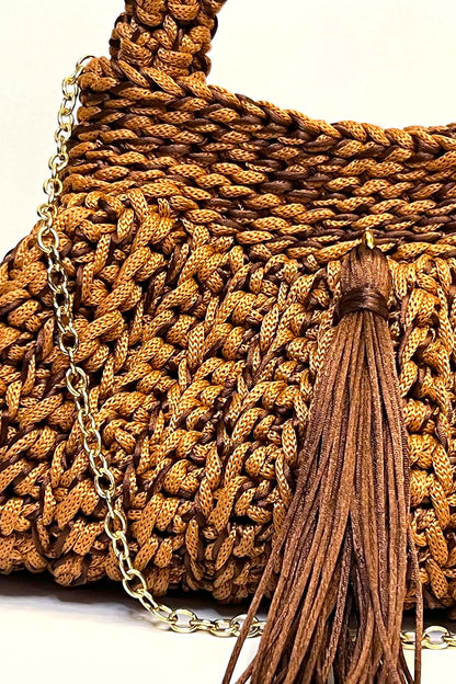 Bolsa Clutch Crochê 2 Alças Caramelo/Marrom