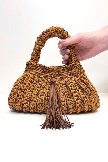 Bolsa Clutch Crochê 2 Alças Caramelo/Marrom