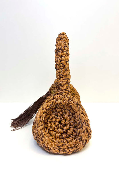 Bolsa Clutch Crochê 2 Alças Caramelo/Marrom