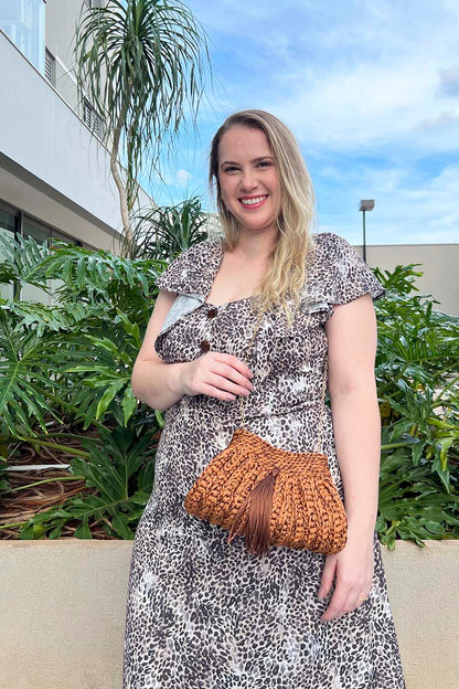 Bolsa Clutch Crochê 2 Alças Caramelo/Marrom