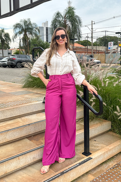 Calça pantalona alfaiataria fúcsia