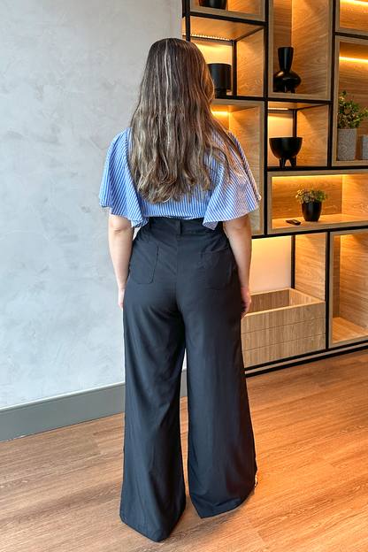 Calça pantalona alfaiataria preta