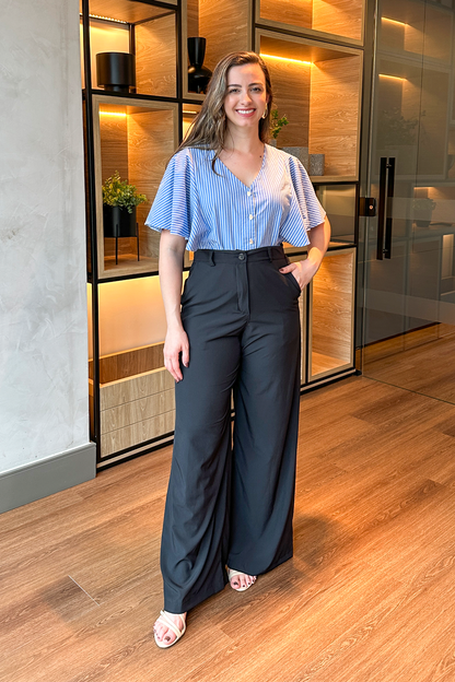 Calça pantalona alfaiataria preta