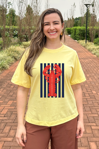 Camiseta malha algodão estampa lagosta