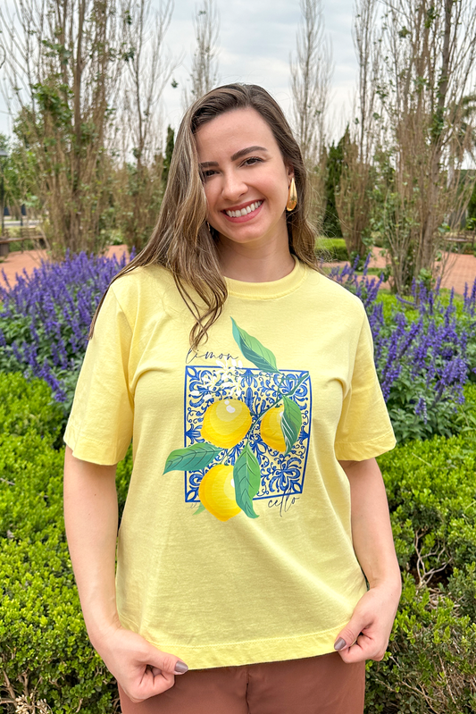 Camiseta malha algodão estampa limoncello