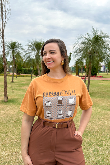 Camiseta malha algodão estampa coffee lover