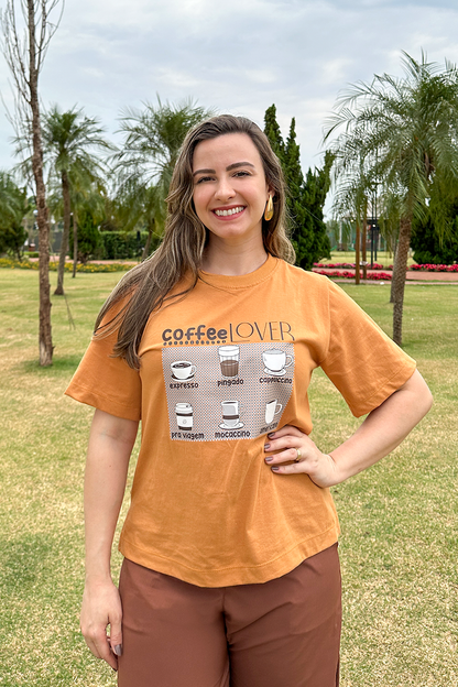 Camiseta malha algodão estampa coffee lover