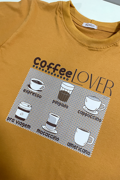 Camiseta malha algodão estampa coffee lover