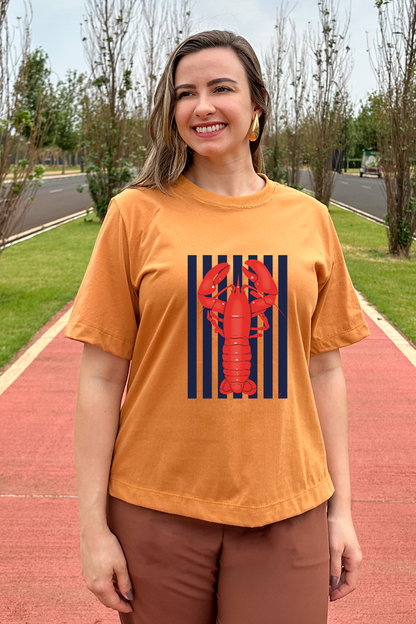Camiseta malha algodão estampa lagosta