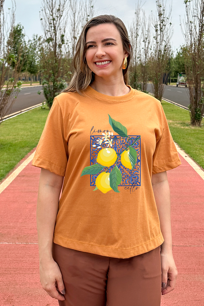 Camiseta malha algodão estampa limoncello