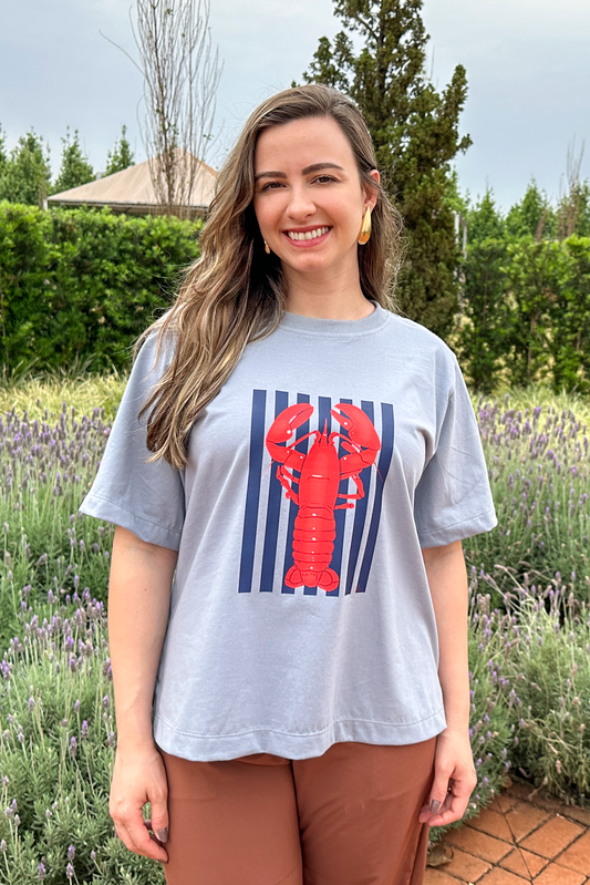 Camiseta malha algodão estampa lagosta