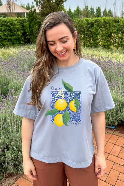 Camiseta malha algodão estampa limoncello