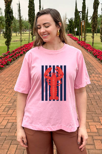 Camiseta malha algodão estampa lagosta