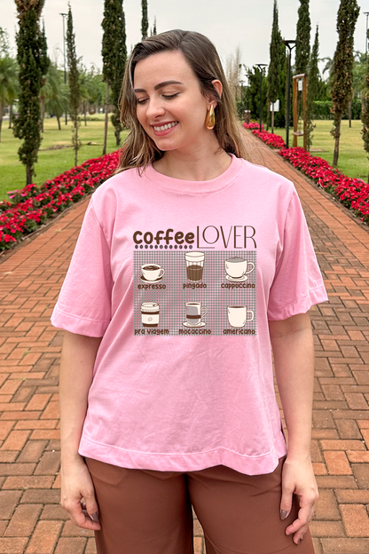Camiseta malha algodão estampa coffee lover