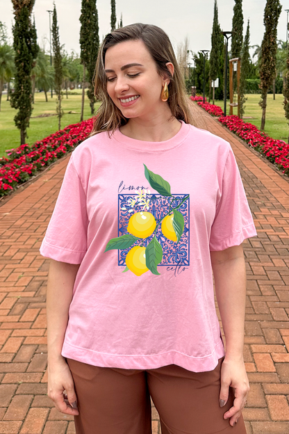 Camiseta malha algodão estampa limoncello