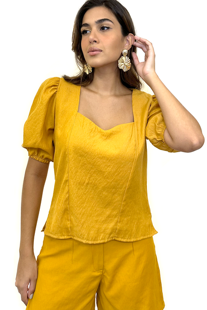 Conjunto verão blusa + shorts amarelo