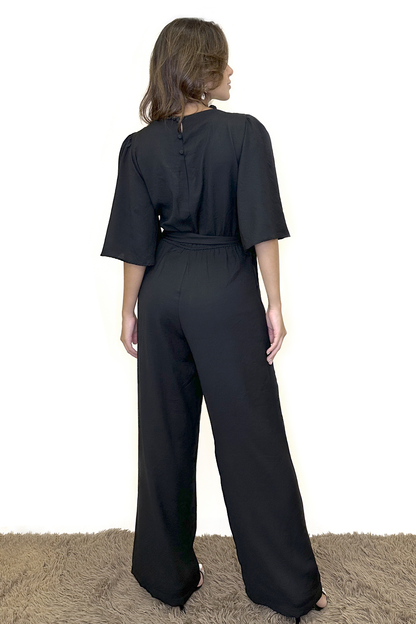 Macacão longo viscose preto
