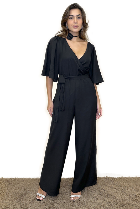Macacão longo viscose preto