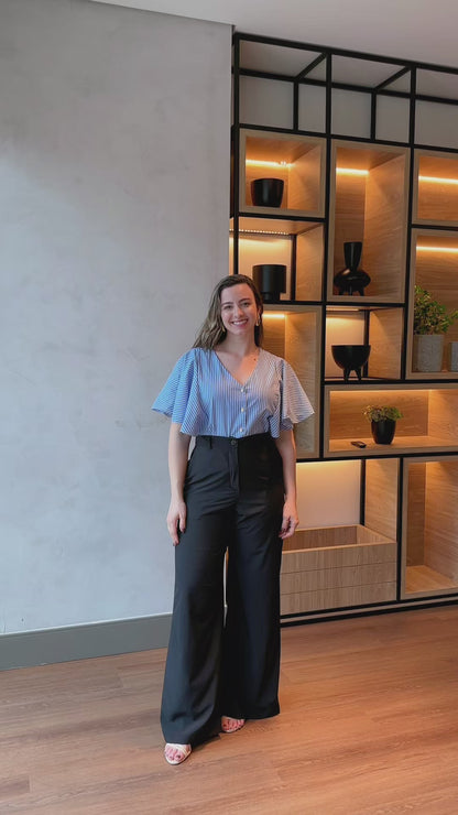 Calça pantalona alfaiataria preta