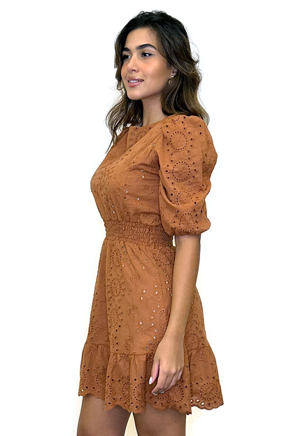 Vestido curto laise terracota