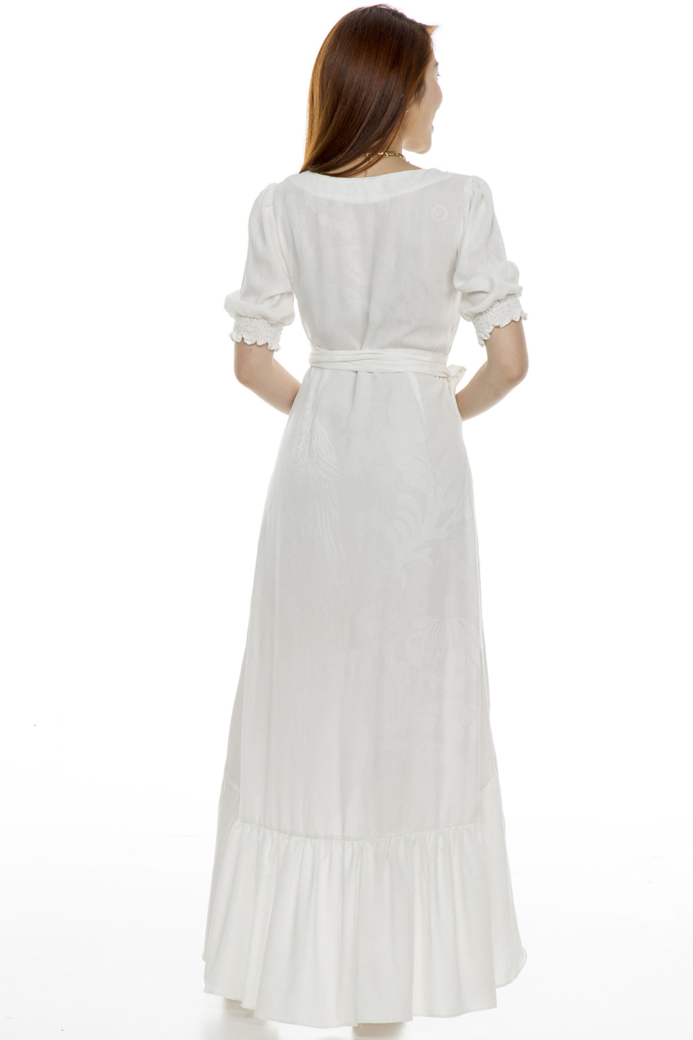 Vestido Longo Envelope Viscose Jacquard OFF WHITE