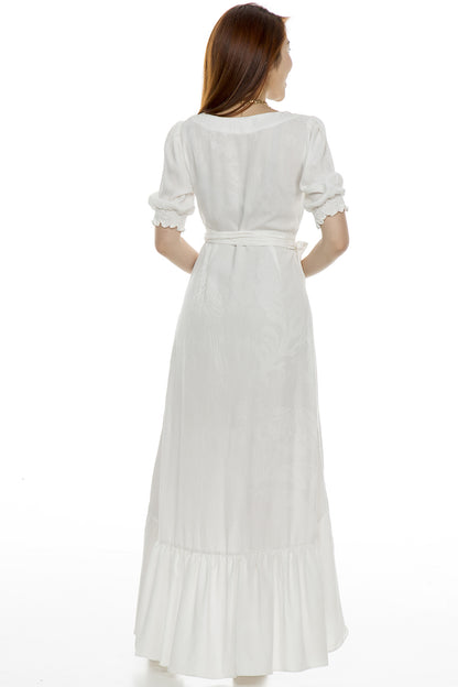 Vestido Longo Envelope Viscose Jacquard OFF WHITE