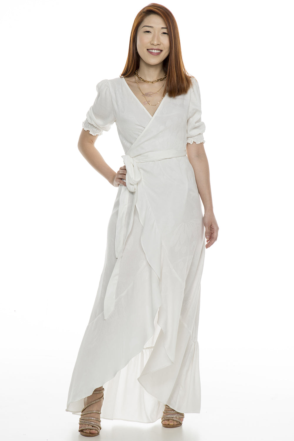 Vestido Longo Envelope Viscose Jacquard OFF WHITE